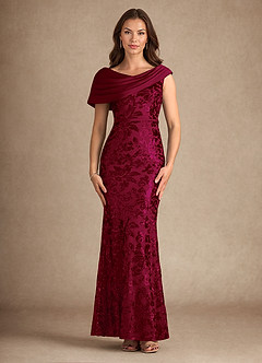 Azazie Marion Mother of the Bride Dresses Burgundy Mermaid Sequins Dress image1