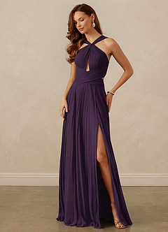 Christian Siriano Bridal for Azazie 1009 Bridesmaid Dresses Plum A-Line Pleated Chiffon Dress image8