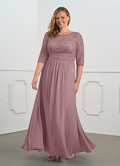 Azazie Olga Mother of the Bride Dresses Dusty Rose A-Line Lace Chiffon Dress image10