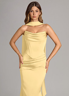 Azazie Sorrel Bridesmaid Dresses Butter Mermaid Strapless Stretch Satin Convertible Dress image5