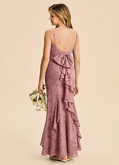 Azazie Lioren Junior Dusty Rose Mermaid Ruched Floral Burnout Dress image1