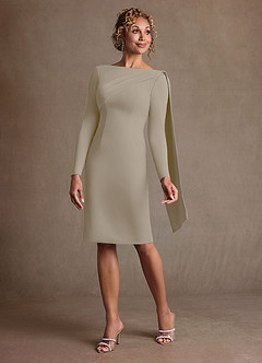 Azazie Merian 신부의 어머니 드레스 컬럼 주름진 스트레치 크레이프 무릎 길이 드레스 image3