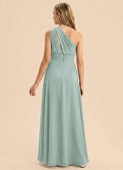 Azazie Skye Junior Agave A-Line Pleated Chiffon Dress image2