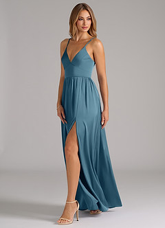 Azazie Aaida Bridesmaid Dresses Bermuda A-Line Corset Stretch Satin Dress image3