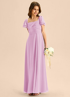 Azazie Azey Junior Candy Pink A-Line Ruched Chiffon Dress image3