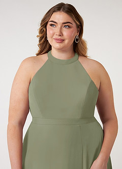 Azazie Clarice Abiti da Damigella Abito A-Line in Chiffon con Scollo Halter Pistacchio image13