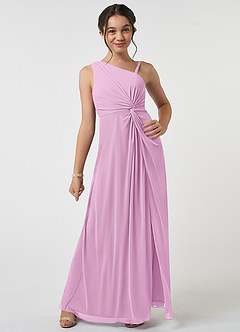 Azazie Brooke Junior Robe Trapèze en Maille Plissée Rose Bonbon image1