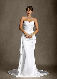 Azazie Angel Wedding Dresses Diamond White Mermaid Strapless Charmeuse Dress image7