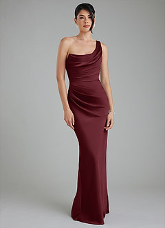 Azazie Sabrina Bridesmaid Dresses Cabernet Mermaid Corset Stretch Satin Dress image6
