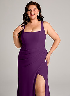 Azazie Mero Abiti da Damigella Abito Tubino in Chiffon Plissettato Uva image14