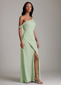 Azazie Madelyn Bridesmaid Dresses Dusty Sage Mermaid One Shoulder Chiffon Convertible Dress image5