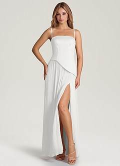 Azazie Tierney Bridesmaid Dresses White A-Line Strapless Chiffon Convertible Dress image3