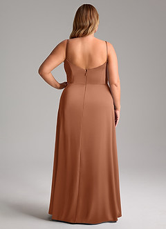 Azazie Azuree Bridesmaid Dresses Bronzer A-Line Pleated Stretch Satin Dress image10