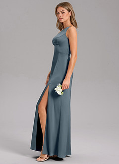 Azazie Feby Bridesmaid Dresses Twilight A-Line One Shoulder Stretch Satin Dress image5