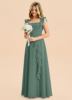 Azazie Nori Junior A-Linie Gestreift Chiffon Kleid Seemoos image5