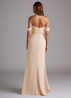 Azazie Saige Robes de demoiselle d'honneur Robe Trapèze Convertible en Mousseline de soie Épaule décolletée Albâtre Blanc image7