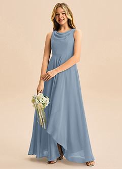 Azazie Mannie Junior Linia A Pofałdowany Szyfon Asymetryczny Młodsza druhna Sukienka image5