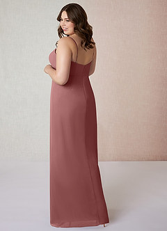 Azazie Tayla Bridesmaid Dresses Desert Rose Sheath Square Neckline Chiffon Dress image9