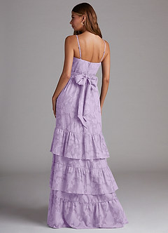 Azazie Nathalia Bridesmaid Dresses Lilac A-Line Bow Floral Burnout Dress image2