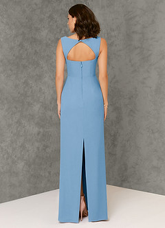 Azazie Flori Bridesmaid Dresses Powder Blue Sheath Square Neckline Chiffon Dress image2