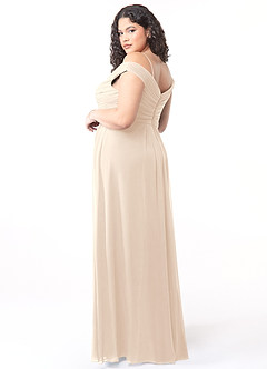 Azazie Audrianna Brautjungfernkleider Wandelbar A-Linie Schulterfrei gerafft Chiffon Kleid Alabaster Weiß image10