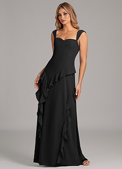 Azazie Sloane Bridesmaid Dresses Black A-Line Sweetheart Neckline Chiffon Dress image6