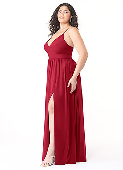 Azazie Aaida Bridesmaid Dresses Scarlet A-Line Corset Chiffon Dress image9