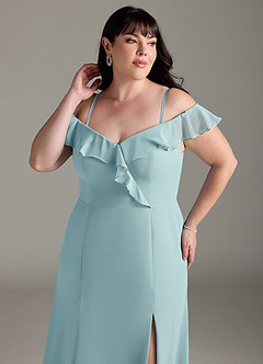 Azazie Sophie Bridesmaid Dresses Sea Glass A-Line Off the Shoulder Chiffon Convertible Dress image12