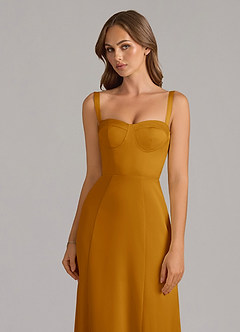 Azazie Amaris Bridesmaid Dresses Butterscotch A-Line Corset Stretch Satin Dress image5