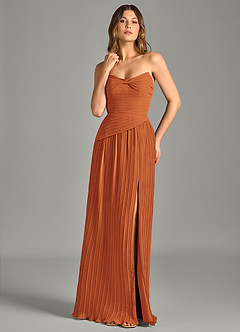 Azazie Becka Final Sale Cinnamon A-Line Strapless Chiffon Dress image1