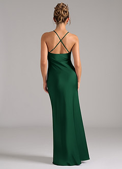 Azazie Tianna Bridesmaid Dresses Dark Green A-Line Stretch Satin Dress image2