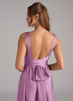 Azazie Kora Bridesmaid Dresses Wisteria A-Line Pleated Stretch Satin Dress image2