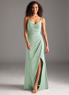 Azazie Deandra Bridesmaid Dresses Agave Mermaid Pleated Chiffon Dress image5