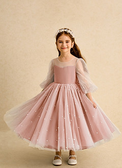 Azazie Trudy Sukienki dla dziewczynek sypiących kwiaty Suknia balowa Dekolt w kształcie serca Tiul Długość herbaty Sukienka image5