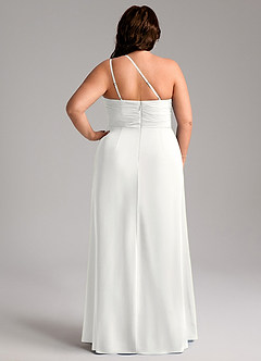 Azazie Eren Vestidos de damas de honor Vestido de Blanco de Gasa de Corte Recto con Hombro unilateral image9