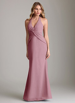 Azazie Valerie Bridesmaid Dresses Vintage Mauve Mermaid Pleated Chiffon Dress image1