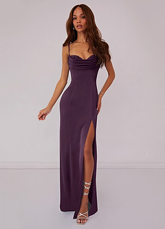 Barbie ♥ Azazie Bridesmaid Dresses Plum Mermaid Corset Stretch Satin Dress image1