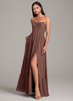 Azazie Kailee Bridesmaid Dresses Espresso A-Line with Pockets Chiffon Dress image4