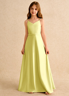 Azazie Fishie Girls Formal Flower Girl Dresses Lemon Sorbet A-Line Matte Satin Dress image4