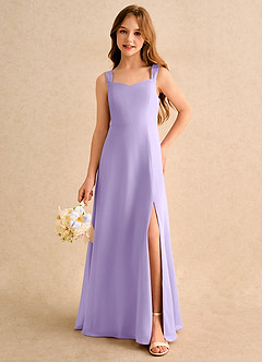 Azazie Makani Girls Formal Flower Girl Dresses Lilac A-Line Sweetheart Neckline Chiffon Dress image5