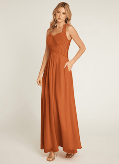 Azazie Claudia Bridesmaid Dresses Cinnamon A-Line Sweetheart Neckline Chiffon Dress image2