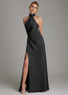 Azazie Gracelynn Kleider zum Anprobieren zu Hause Etui Plissee Stretch-Satin Kleid Schwarz image5