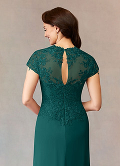 Azazie Junie Mother of the Bride Dresses Peacock A-Line Lace Chiffon Dress image6