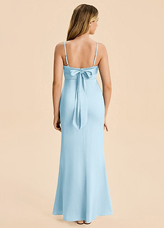 Azazie Mia Junior Sky Blue Mermaid Pleated Stretch Satin Dress image2
