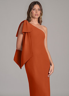 Azazie Capri Bridesmaid Dresses Burnt Orange A-Line One Shoulder Chiffon Dress image7