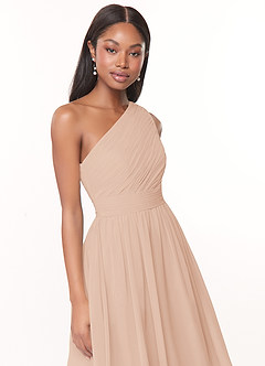 Azazie Katrina Jurken voor bruidsmeisjes Jurk van Chiffon met A-Lijn One-Shoulder Engelse Roos image5