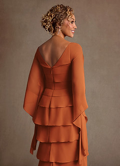 Azazie Arabinda Abiti per la Madre della Sposa Abito Tubino in Chiffon Increspato Cannella image6