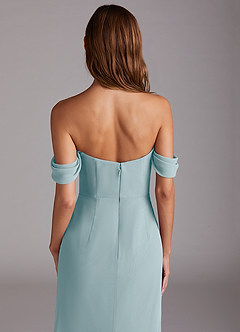 Azazie Saige Robes de demoiselle d'honneur Robe Trapèze Convertible en Mousseline de soie Épaule décolletée Verre De Mer image6