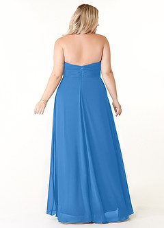 Azazie Tessie Bridesmaid Dresses Blue Jay A-Line V-Neck Pleated Chiffon Dress image7
