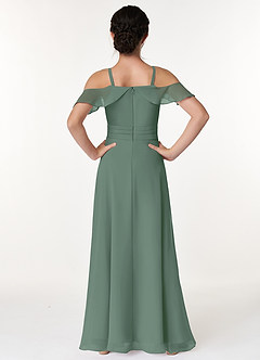 Azazie Dakota Junior Eucalyptus A-Line Off the Shoulder Chiffon Dress image2